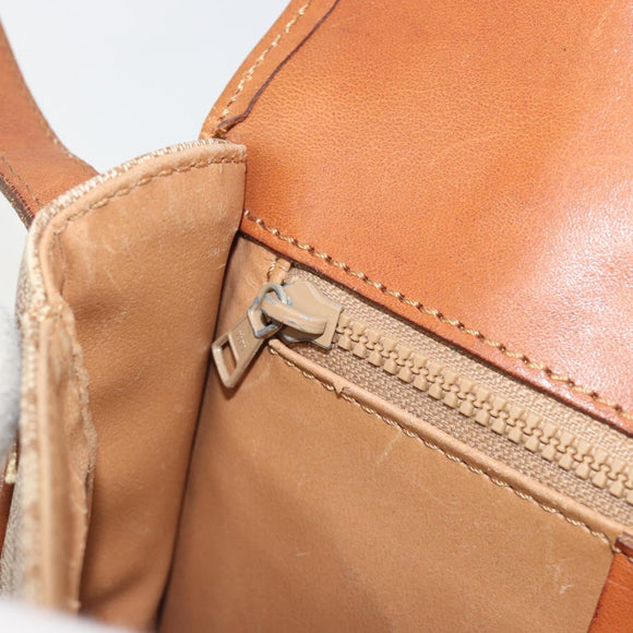 CELINE Macadam Canvas Shoulder Bag PVC Beige Gold Auth 188358A