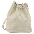 CELINE Macadam Canvas Shoulder Bag PVC Leather White Gold Auth 188363-1