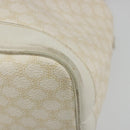 CELINE Macadam Canvas Shoulder Bag PVC Leather White Gold Auth 188363-16
