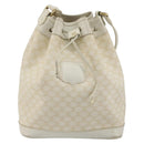 CELINE Macadam Canvas Shoulder Bag PVC Leather White Gold Auth 188363-13