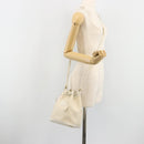 CELINE Macadam Canvas Shoulder Bag PVC Leather White Gold Auth 188363-22