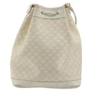 CELINE Macadam Canvas Shoulder Bag PVC Leather White Gold Auth 188363-2