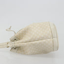 CELINE Macadam Canvas Shoulder Bag PVC Leather White Gold Auth 188363-4