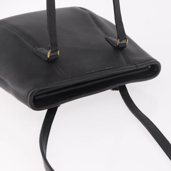 Coach Tote Bag Leather Black Gold Auth 188367