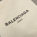BALENCIAGA Navy Cabas S Tote Bag Canvas Leather White Silver 339933 Auth 188368-17