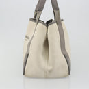 BALENCIAGA Navy Cabas S Tote Bag Canvas Leather White Silver 339933 Auth 188368-3