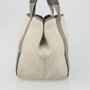 BALENCIAGA Navy Cabas S Tote Bag Canvas Leather White Silver 339933 Auth 188368-4