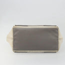 BALENCIAGA Navy Cabas S Tote Bag Canvas Leather White Silver 339933 Auth 188368-5