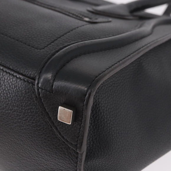 CELINE Luggage Micro Shopper Handtasche Leder Schwarz Silber Authentisch 188371SAM