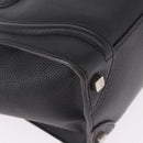 CELINE Luggage Micro Shopper Hand Bag Leather Black Silver Auth 188371SAM-15