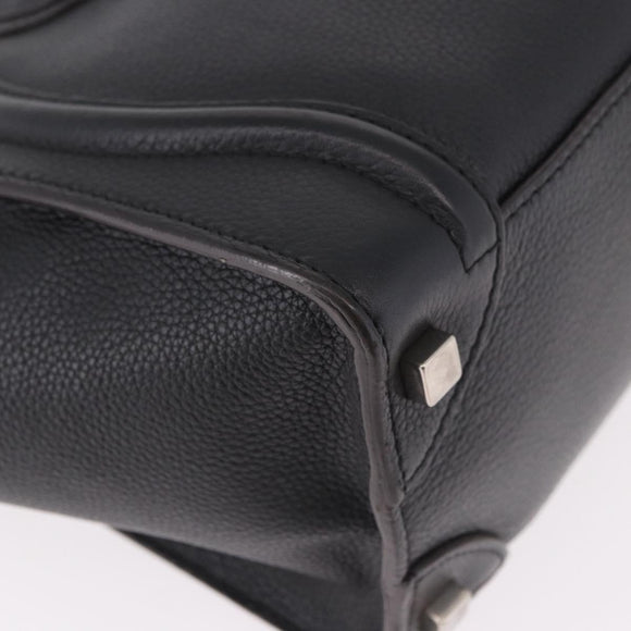 CELINE Luggage Micro Shopper Handtasche Leder Schwarz Silber Authentisch 188371SAM