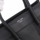 CELINE Luggage Micro Shopper Hand Bag Leather Black Silver Auth 188371SAM-17