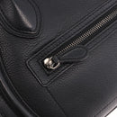 CELINE Luggage Micro Shopper Hand Bag Leather Black Silver Auth 188371SAM-18