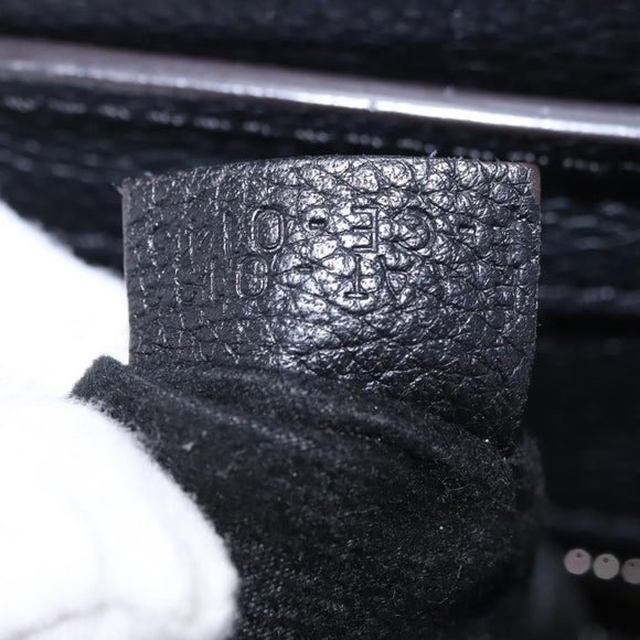 CELINE Luggage Micro Shopper Hand Bag Leather Black Silver Auth 188371SAM
