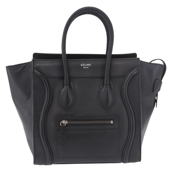 CELINE Luggage Micro Shopper Handtasche Leder Schwarz Silber Authentisch 188371SAM