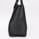 CELINE Luggage Micro Shopper Hand Bag Leather Black Silver Auth 188371SAM-4