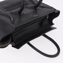 CELINE Luggage Micro Shopper Hand Bag Leather Black Silver Auth 188371SAM-6