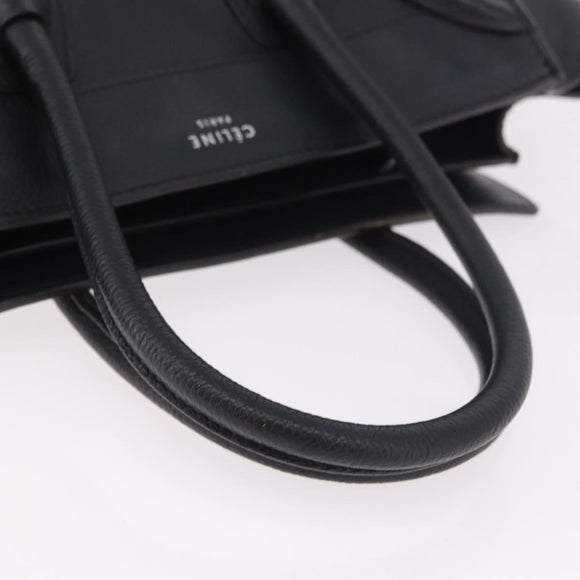 CELINE Luggage Micro Shopper Handtasche Leder Schwarz Silber Authentisch 188371SAM