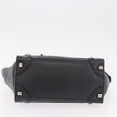 CELINE Luggage Micro Shopper Hand Bag Leather Black Silver Auth 188371SAM-5