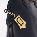 SAINT LAURENT Hand Bag Leather Navy Gold Auth 188373-10