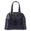 SAINT LAURENT Hand Bag Leather Navy Gold Auth 188373-2