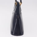 SAINT LAURENT Hand Bag Leather Navy Gold Auth 188373-3