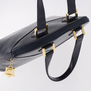 SAINT LAURENT Hand Bag Leather Navy Gold Auth 188373-6