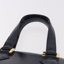 SAINT LAURENT Hand Bag Leather Navy Gold Auth 188373-8