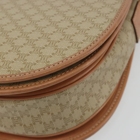 CELINE Macadam Canvas Shoulder Bag PVC Beige Gold Auth 188375A