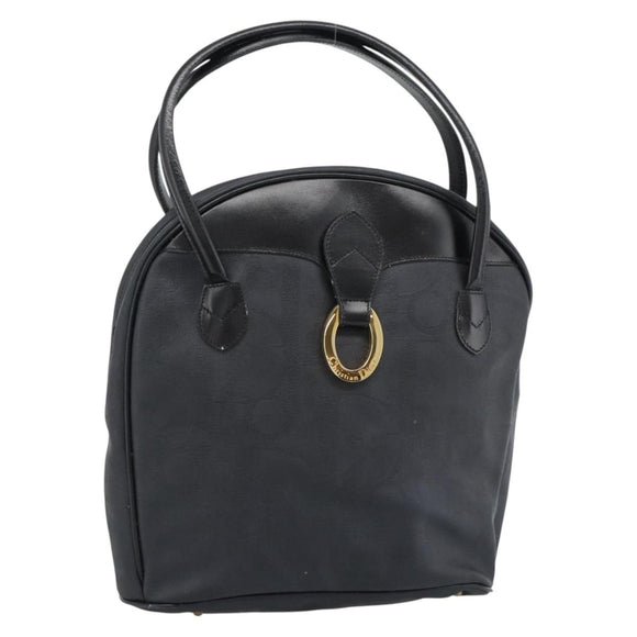 Christian Dior Trotter Canvas Hand Bag PVC Black Gold Auth 188382
