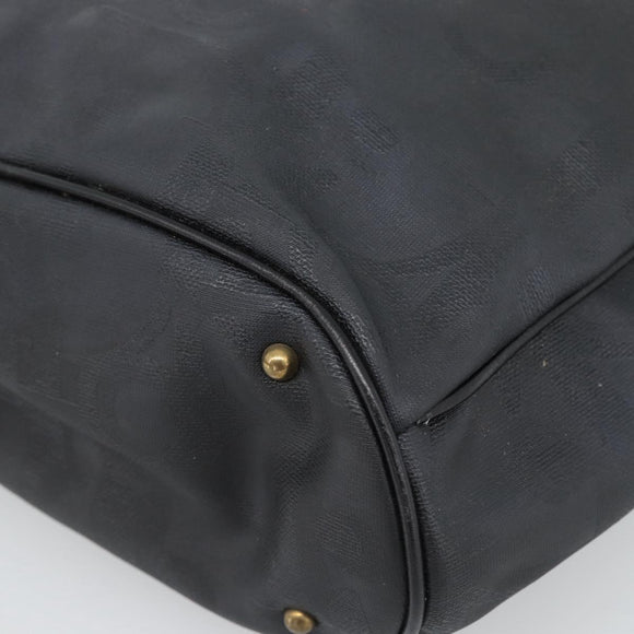 Christian Dior Trotter Canvas Hand Bag PVC Black Gold Auth 188382