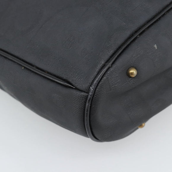 Christian Dior Trotter Canvas Hand Bag PVC Black Gold Auth 188382