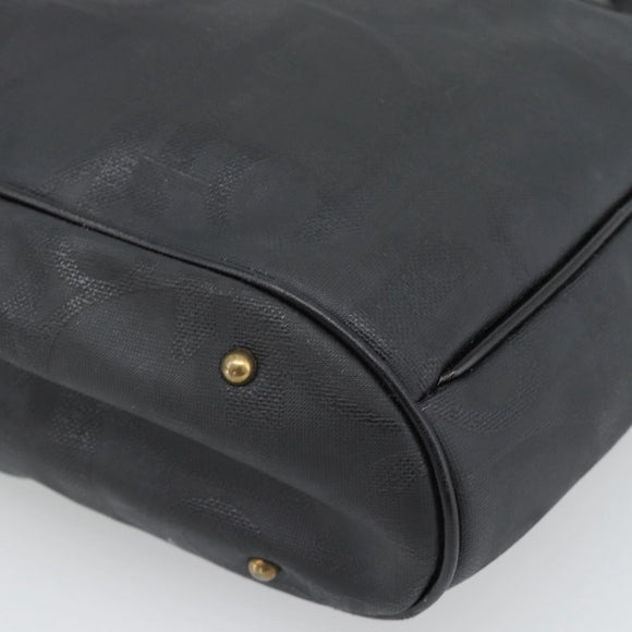 Christian Dior Trotter Canvas Hand Bag PVC Black Gold Auth 188382
