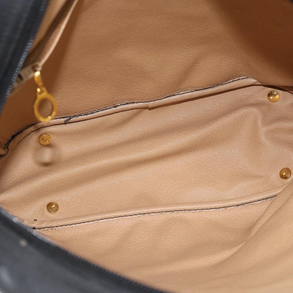 Christian Dior Trotter Canvas Hand Bag PVC Black Gold Auth 188382
