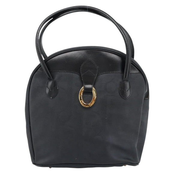Christian Dior Trotter Canvas Hand Bag PVC Black Gold Auth 188382