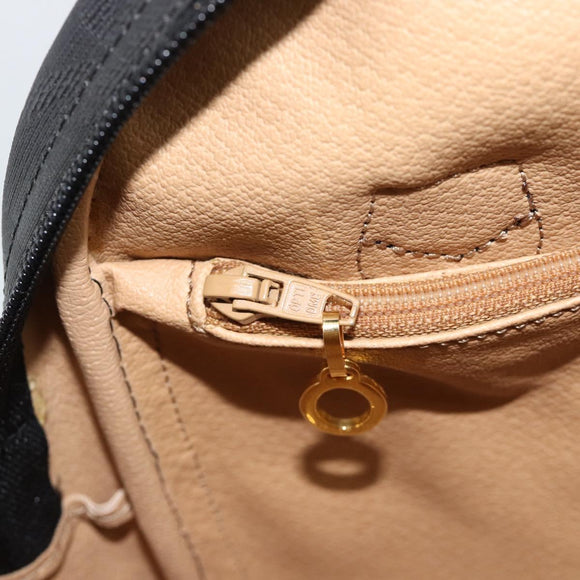 Christian Dior Trotter Canvas Hand Bag PVC Black Gold Auth 188382