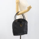 Christian Dior Trotter Canvas Hand Bag PVC Black Gold Auth 188382-25