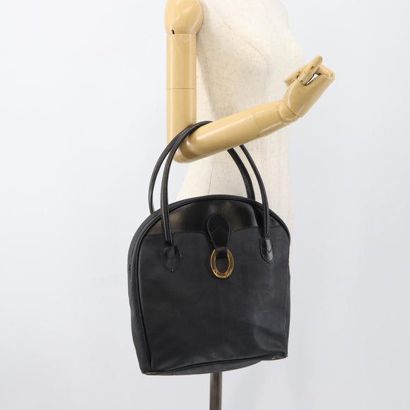 Christian Dior Trotter Canvas Hand Bag PVC Black Gold Auth 188382