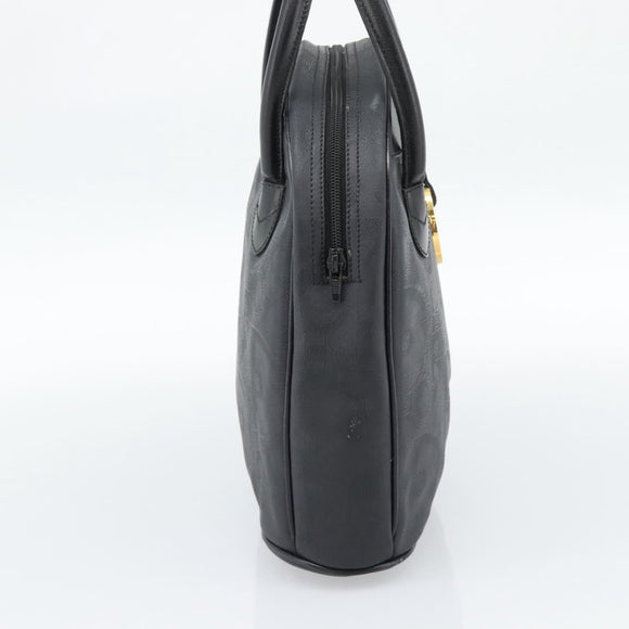 Christian Dior Trotter Canvas Hand Bag PVC Black Gold Auth 188382