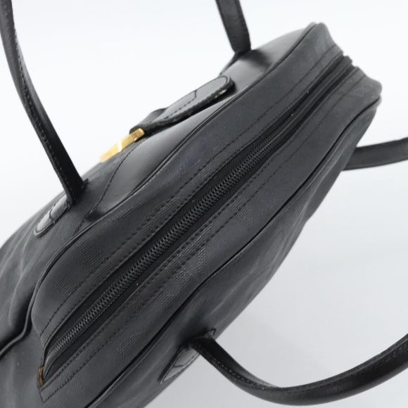 Christian Dior Trotter Canvas Hand Bag PVC Black Gold Auth 188382