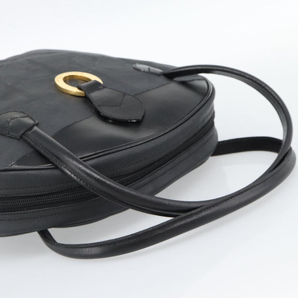 Christian Dior Trotter Canvas Hand Bag PVC Black Gold Auth 188382