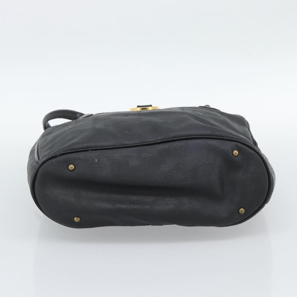 Christian Dior Trotter Canvas Hand Bag PVC Black Gold Auth 188382