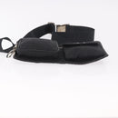 Christian Dior Trotter Canvas Waist Bag Black Silver Auth 188383V-5