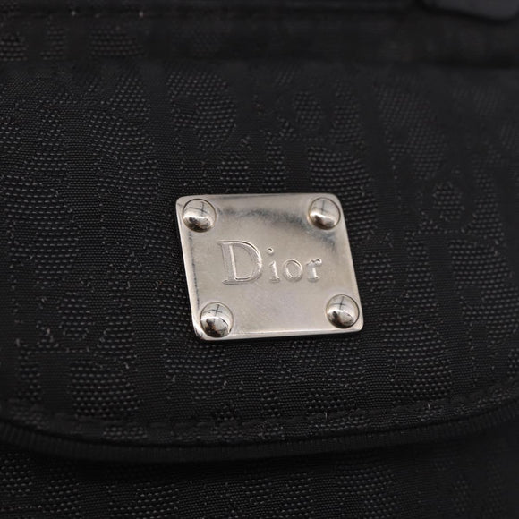 Christian Dior Trotter Canvas Waist Bag Black Silver Auth 188383V