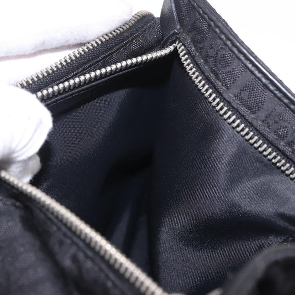 Christian Dior Trotter Canvas Waist Bag Black Silver Auth 188383V