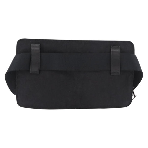 Christian Dior Trotter Canvas Waist Bag Black Silver Auth 188383V