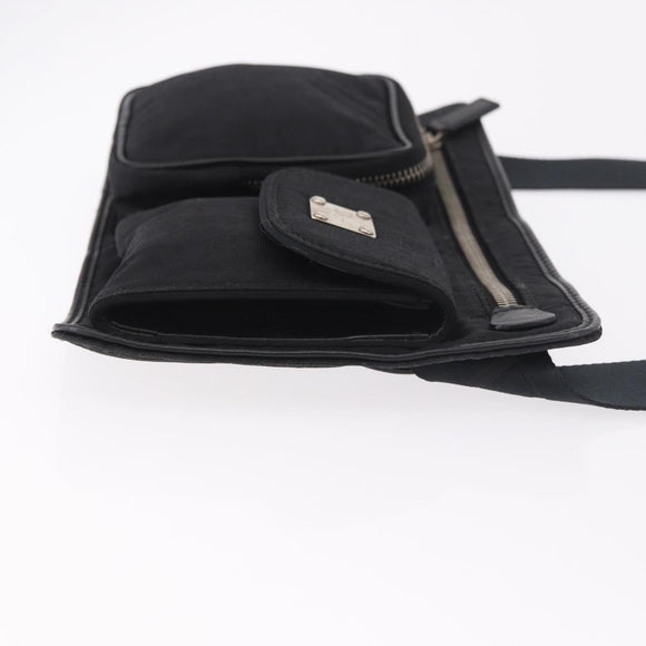 Christian Dior Trotter Canvas Waist Bag Black Silver Auth 188383V