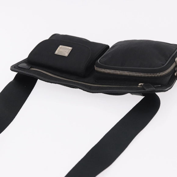 Christian Dior Trotter Canvas Waist Bag Black Silver Auth 188383V