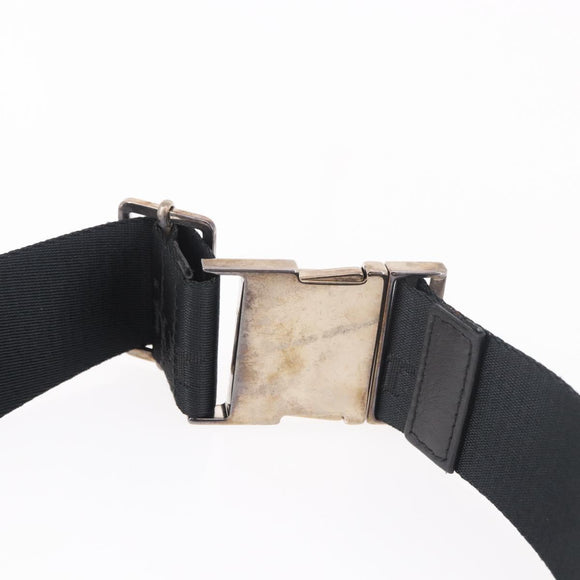 Christian Dior Trotter Canvas Waist Bag Black Silver Auth 188383V