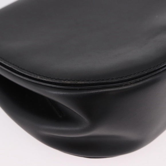 CELINE Shoulder Bag Leather Black Gold Auth 188390